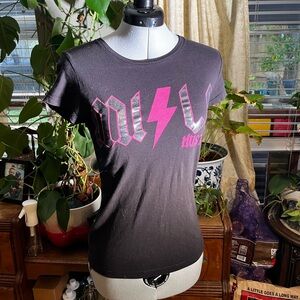Hustler Hollywood Black Tee with Pink Graphic